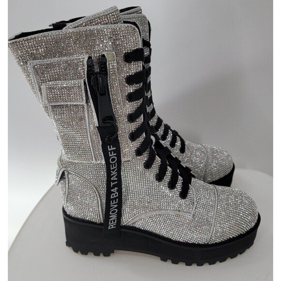 Poster Girl Billionaire Bling Combat Boots